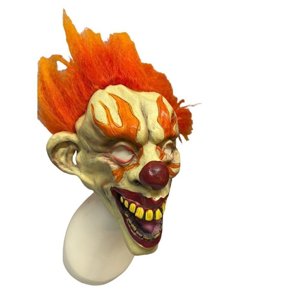 HALLOWEEN CLOWN MASK LATEX CREEPY EVIL FLAME ADULT Sz. Gemmy 2014